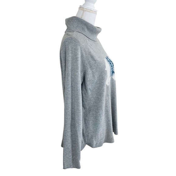 J. Jill Polar Bear Cowl Neck Sweater Gray Size Medium - Picture 10 of 15